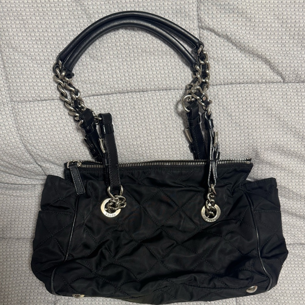 PRADA Black Quilted Nylon Impunturato Vin Bag